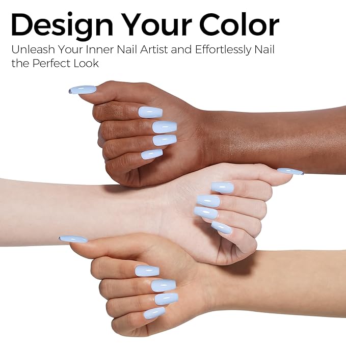 TOMICCA Baby Blue Gel Nail Polish - Pastel Blue, Bright Spring Summer Colors, Long Lasting Cotton Candy Finish