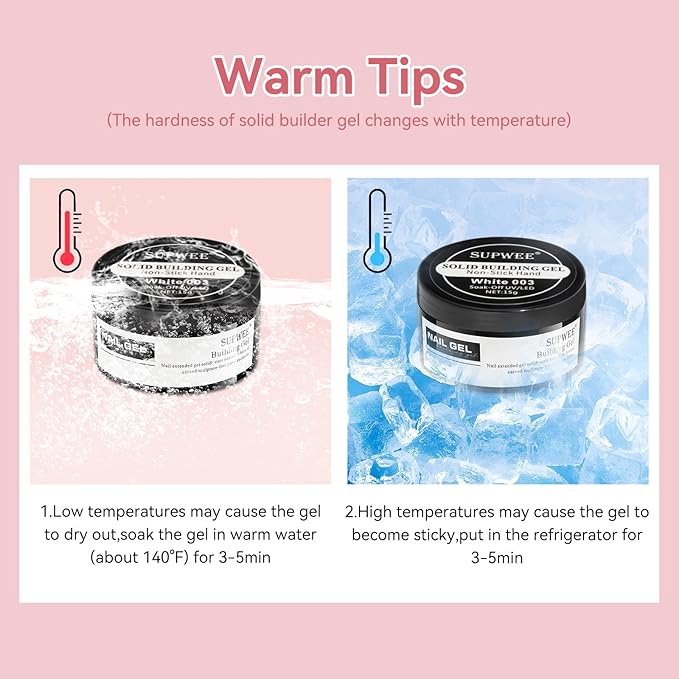 3D Nail Art Gel Clear and White Solid Builder Gel for Nails Non-Stick Hand Sculpture Hard Gels with Dual Form for Carving Patterns Decoration Nail Art Home Manicure DIY