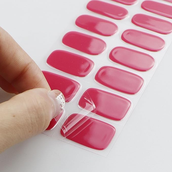 JMEOWIO Semi Cured Gel Nail Strips Dark Red Gel Nail Stickers Nail Supplies Nail Art Design Decoration Accessories