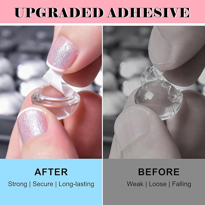60pcs Keyboard Stickers for Long Nails, Clear Glass Bubbles, Protect Nail Art, No-Residue,Reusable Raised Keyboard Stickers, for Desktop Keyboards, External Keyboards, Calculators