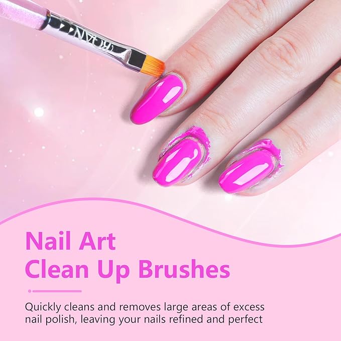 BQAN Nail Art Clean Up Brushes,3PCS Flat/Oval/Fine Angled Gel Nails Brush for Cleaning Polish Mistakes on the Cuticles, Nail Art Tools for Nails Design Painting and DIY (Purple)