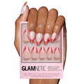 Glamnetic Press On Nails – Mrs. Claus | Short Almond Fake Nails Semi-Transparent Red French Tip Santa Hat Design, Glazed Finish, Salon Quality Holiday Nails | 15 Sizes, 30 Nail Kit
