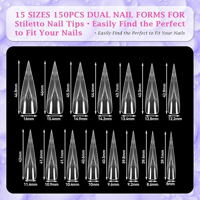 outopen 150pcs Long Eagle Claw Nail Forms Clear Full Cover Eagle Stiletto Nail Extension Art Mold Reusable Eagle Curved Nail Forms for Sculptural Polygel Acrylic Extension DIY Manicure, 15 Sizes