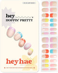 Heyhae Semi Cured Gel Nail Strips | No LED Lamp Needed | Spring, Marble, Pink | Easy Apply & Remove, Salon Quality | Includes 1 Prep Pads, Nail File & Wooden Stick - Hey, Hoppin’ Pretty