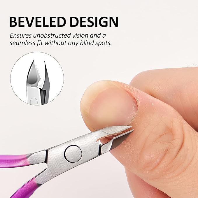 Cuticle Nipper, Polished Coated Durable Trimmer, Nail Clipper with Fine Edge, Comfort Grip Cuticle Cutter and Remover Tool Kit for Nail Care (Rose-1 PACK)