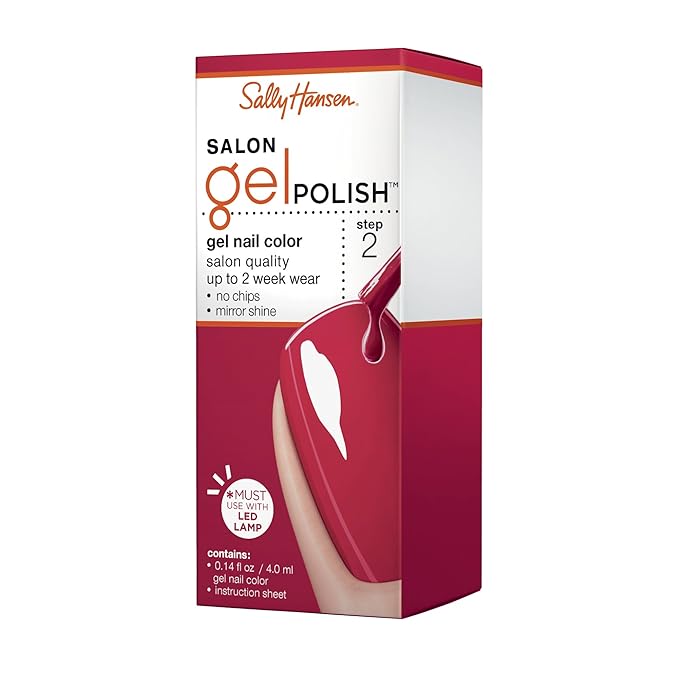 Sally Hansen Salon Gel Polish Nail Lacquer, Red My Lips, 0.14 Fl Oz