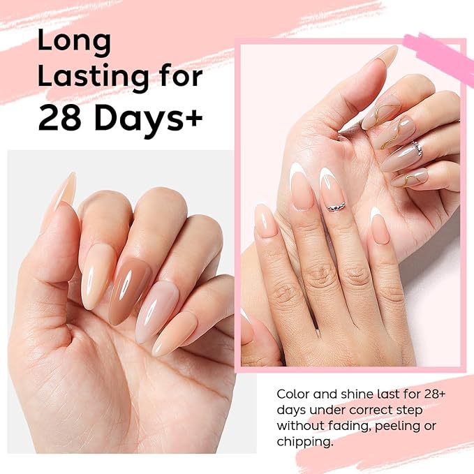 Nicedeco Hema Free Rubber Base Gel Polish for Nails Cruelty Free Vegan 6 Pcs Rubber Gel Nail Strengthener Nude Pink Nail Gel Polish Set 34