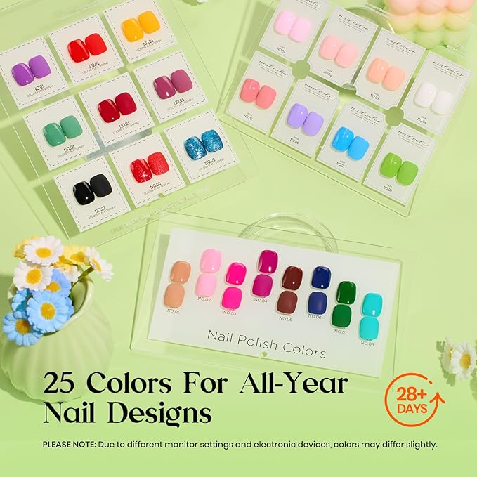 Beetles Gel Nail Polish Kit with U V Light - 25 Colors Valentines Gel Polish Set 51 Pcs Imprints of Time Nail Kit One Color One Bottle with Top &Base Coat Beauty Must Have DIY Salon Gifts for Women