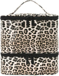 hibear Nail Supplies Organizer Nail Polish Storage Holds 30 BottlesNail Polish Storage Holds 30 Bottles Nail Kit Case Makeup Bag Vanity Case for Women (leopard)