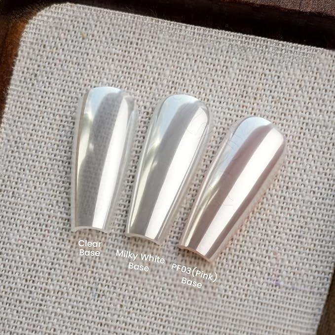 Yokefellow GleamTap Cushion White Pearl Chrome Nail Powder,Mirror Effect Pearlescent Pigment Glitter Dust Nail Art Decoration for Home DIY Salon Manicure (GT212 Pearl White