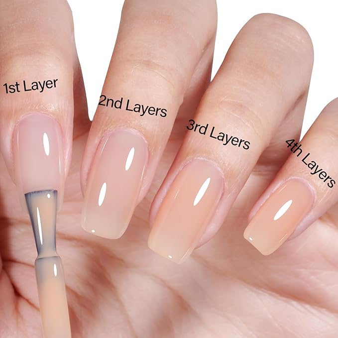 AILLSA Nude Gel Polish Natural Color Jelly Gel Nail Polish Light Milky Translucent Soak Off U V Gel Polish Neutral Nail Gel Polish for French Manicure Nail Art DIY at Home 0.51 Oz GB53