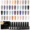 MEET ACROSS Nude Gel Nail Polish Kit 22 Colors Gel Polish Set Skin Tones Neutral Gray Purple Series Soak Off Uv Led Lamp Gel Nail Kit DIY Nail Art Salon Home Gift 30Pcs