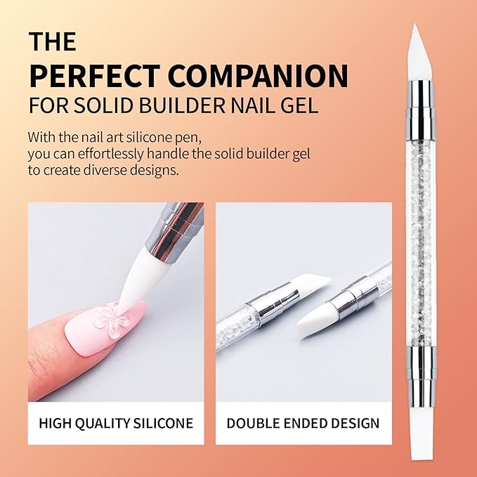 3D Gel Nail Art Kit-Warm Nude Solid Builder Gel for Nails 3D Sculpting Carving Building Modeling Hard Extension for Beginner DIY Salon at Home Cured Needed