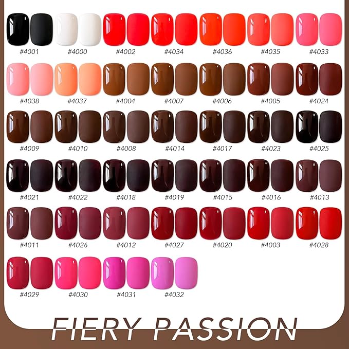 GAOY 42 Pcs Gel Nail Polish Kit, Red Brown Colors Fall Winter Gel Nail Polish Set with Glossy & Matte Top Coat and Base Coat for Salon and DIY Manicure at Home