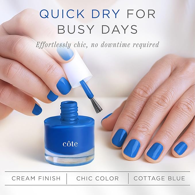 Cote Beauty’s Blue Jeans, Country Cottage Blue Nail Polish, Smooth & Creamy Finish, Classic Denim Shade, Vegan & Cruelty-Free Long Lasting Nail Polish, Made in USA, 0.27 Fl Oz