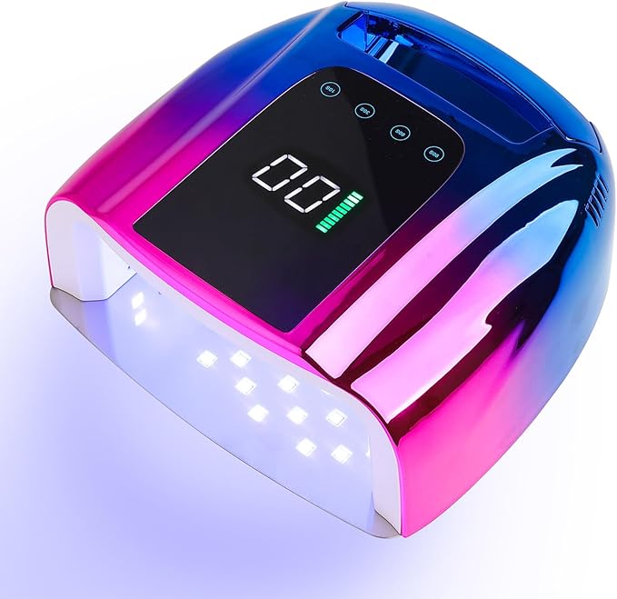 96W Rechargeable UV LED Nail Lamp UV Light for Gel Nails Cordless Gel Nail Lamp Nail Dryer with 42 Beads Smart Sensor & Metal Base