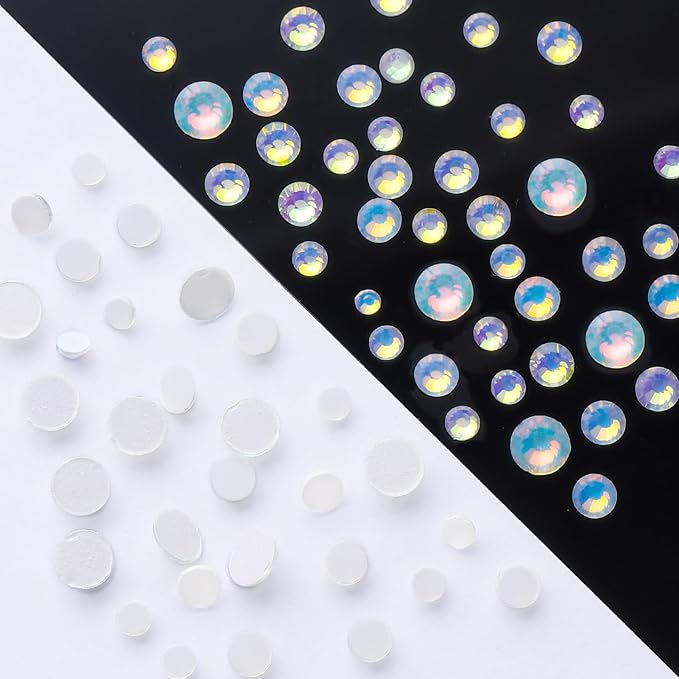 F White Flatback Rhinestones, Glass Rhinestones for Nail Art and Craft, Glue Fix, Loose Crystal Gemstones(F White, SS12, 1440pcs, 2.9-3.0mm)