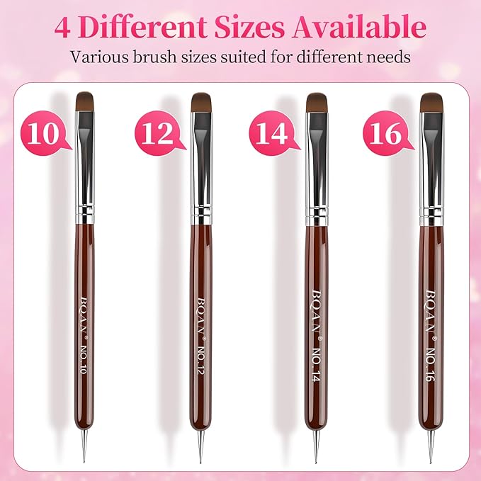 BQAN French Tip Brush Acrylic Nail Brush French Tip Clean up Brush 2 Way Nail Art Brushes with Dotting Tool for Nails Art Design Salon & Home Use (12#)