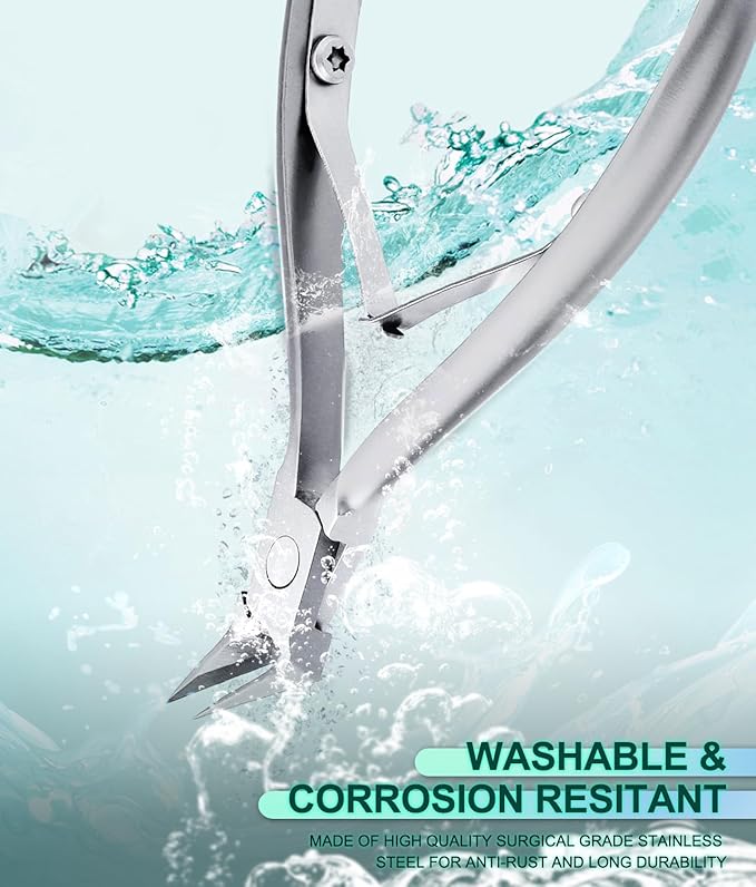 Toenail Clippers - Straight Slanted Blade for Ingrown and Thick Nails, Light Weight Sharp Pointed Tip Toe Nail Cutter, Stainless Steel Heavy Duty Podiatrist Tools for Seniors Men (Silver)