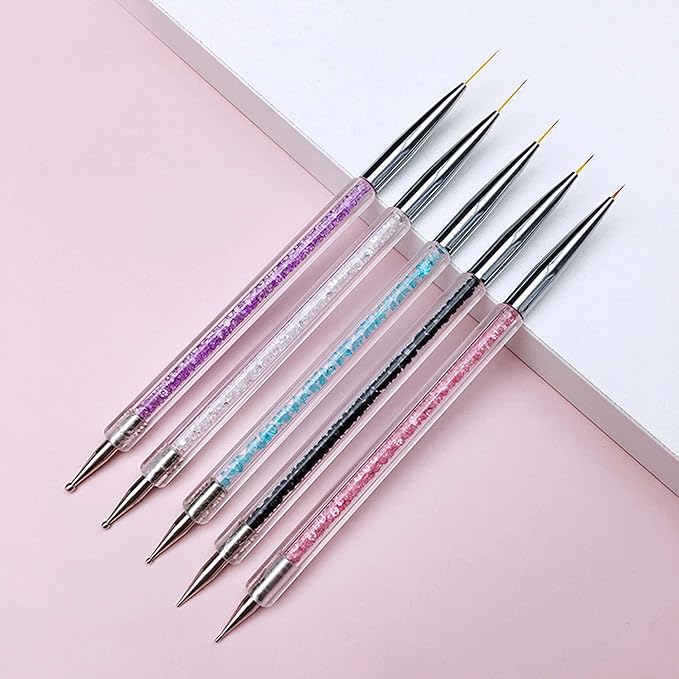 5 Pieces Nail Polish Pens for Nail Art Resin Nail Art Palette Nail Holder Mixing Palette Nail Design Brushes