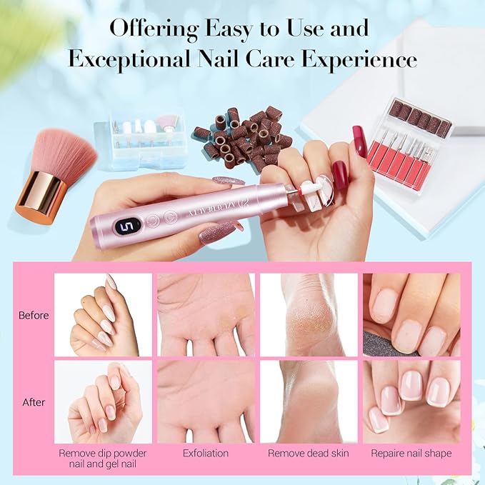 AZUREBEAUTY Dip Powder Nail Kit with Electric Nail Drill 24 Colors Spring Summer Macarons Purple Pink Nail Starter Kit with Dip Liquids Base Top Coat Activator Portable French Art Essential Easter Set