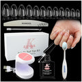 Gel x Nail Kit Almond Shape, 552 Pcs Short Almond Nail Tips with U V Lamp, 5 in 1 UV Glue Press on Easy Extension set, Acrylic False Tips Kit DIY Manicure Art Gifts for Women
