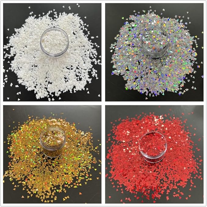 DIY 12pcs Color Set Nail Sequins Laser Triangle Shape Glitter Flakes Manicure Art Decoration Accessories Tools LB-Triangle