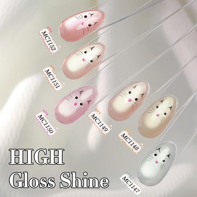 Double Rhythm 0.5 Oz Cat Eye Gel Polish with Magnet Same Color Same Bottle Holographic Glitter Shimmer Translucent Color Salon 15 ML Magnetic Nail Art (Clear Silver-MC1147)