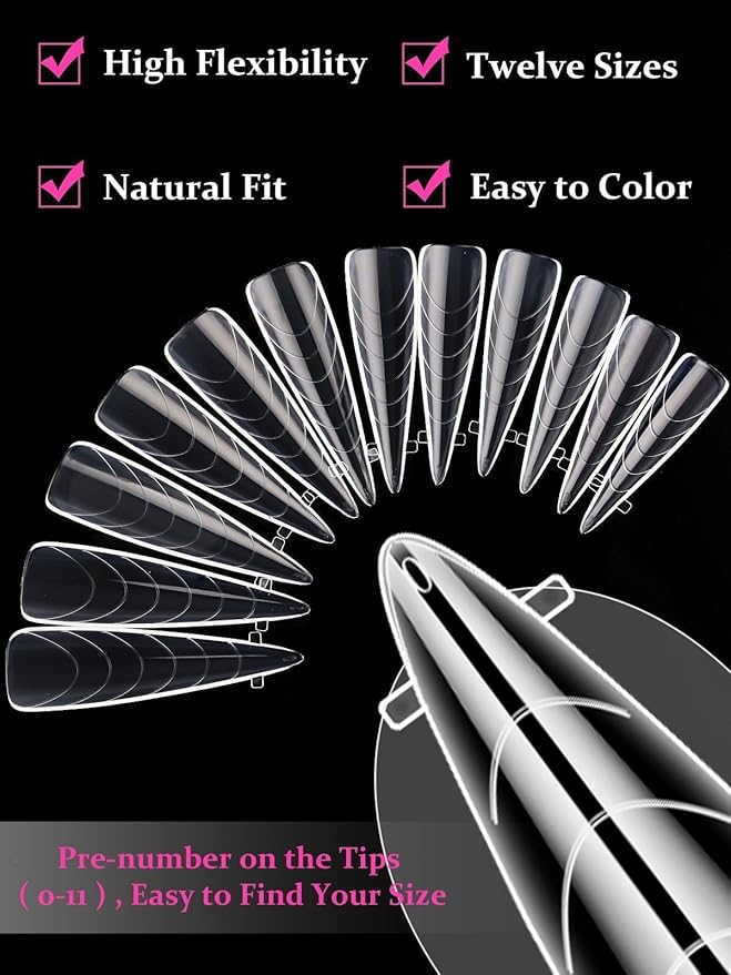 EBANKU Dual Nail Forms for Poly Extension Gel 120 PCS Structure Poly Nail Gel Stiletto Nail Tips for Builder Gel Solid Nail Gel Glue Nail Art Design Salon&DIY