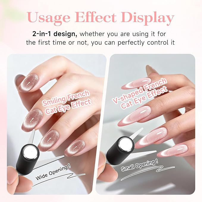 Cat Eye Magnet Set, 2 in 1 DIY Nail Accessory with French Effect, Suitable for Salons, Homes and Nail Studios