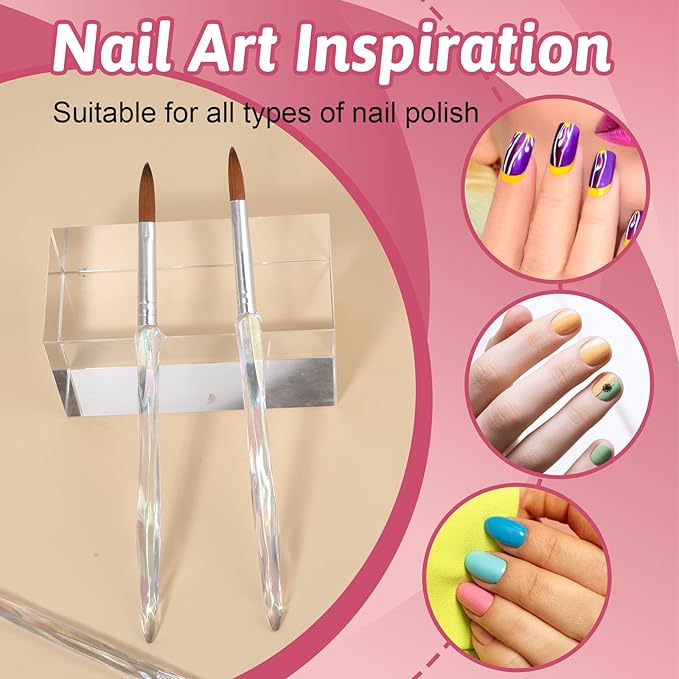 4Pcs Acrylic Nail Brush Set Size 8/10/12/16 Professional Nail Brushes for Nail Extension Nail Art Manicure Tool for Beginner & Professional