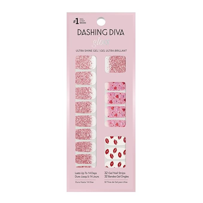 Dashing Diva Gloss Nail Strips - Queen Spirit - UV Free, Chip Resistant, Long Lasting Gel Stickers - Contains 32 Wraps, 1 Prep Pad, 1 File