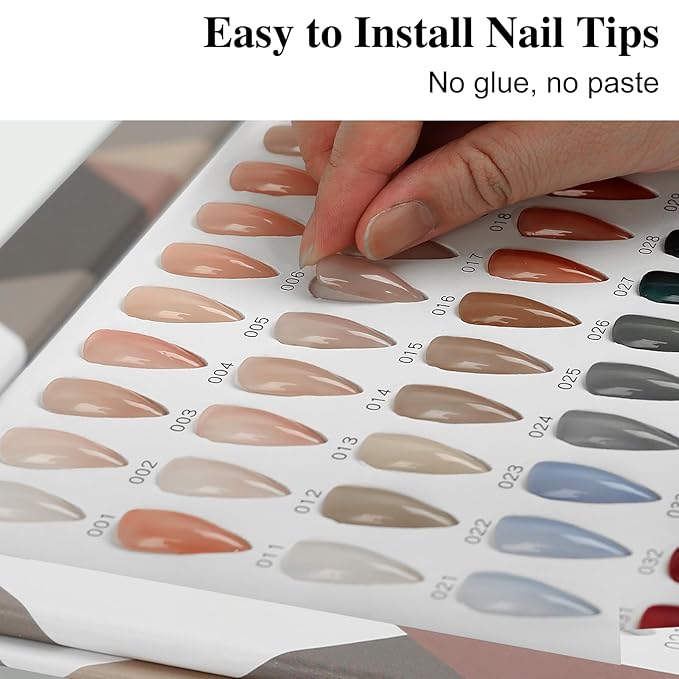 160 Nail Color Book,with 240 Flase Tips & 1-200 Number Sticker Labels,Professional Nail Color Swatches Book for Polish UV Gel(Brown)