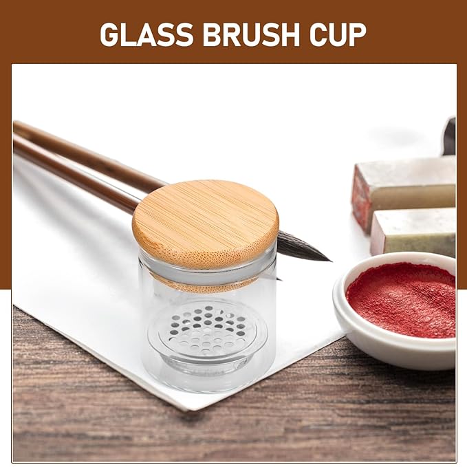 VILLCASE Nail Brushes Washing Cup, Dappen Dish with Lid, Large Capacity, Glass Nail Art Dish Manicure Bowl for Sequins Glitter Powde