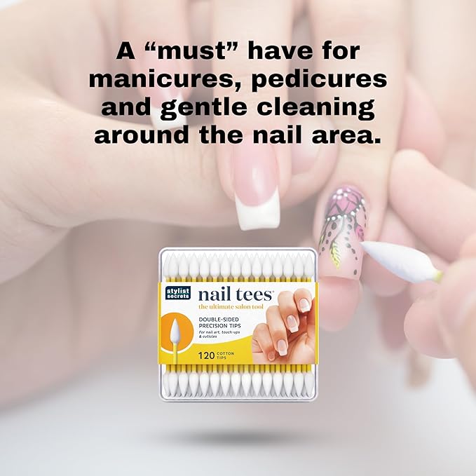 Fran Wilson NAIL TEES COTTON TIPS 120 Count (6 PACK) - The Ultimate Nail Tool, Multi-Purpose Double-sided Swabs with Pointed Ends for Precise Touch-ups and the Perfect At-Home Manicure & Pedicure