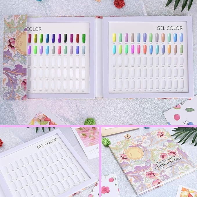 Noverlife 120 Nail Colors Display Book with 120 False Nail Tips, Nail Art Samples Color Swatches Cardboard, Nail Gel Polish Display Chart Nail Design Showcase for Manicure Salon Studio