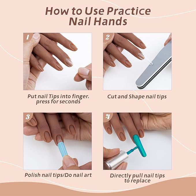 Practice Hand for Acrylic Nails,Professional Mannequin Training Hand with Flexible Fingers for Acrylic Nails,Gel Polish & Nail Art,Complete Practice Kit for Manicure Beginners
