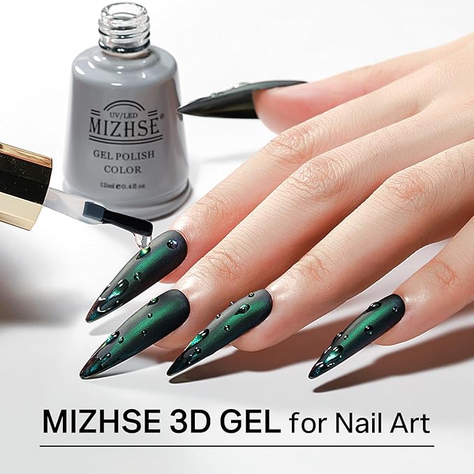 MIZHSE Water Droplet Gel Nail Polish, Clear 3D Gel Nail Art Rain Drop Effect for Nail Rhinestone Design Drawing Painting Molding Soak Off Manicure DIY Home