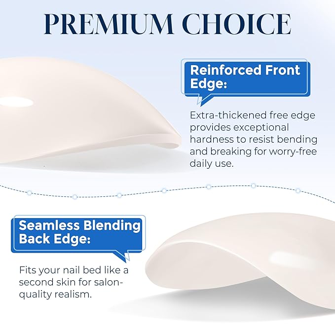 UNA GELLA White Press On Nails: Short Almond Soft Gel Press Ons Short Kit with Nail Glue on Nails, 16 Sizes - 32 Reusable Fake Nails Kit, Sheer Nude
