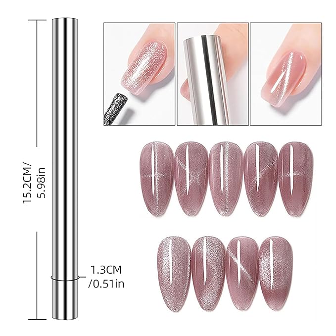 10Pcs Cat Eye Magnet for Nails 3D Cat Eye Nail Art Magnet Strong Pen Double Head Cat Eye Magnet Stick Cat Eye Gel Nail Polish Magnet Manicure Tool For Nails Double-Head Nail Magnetic Stick