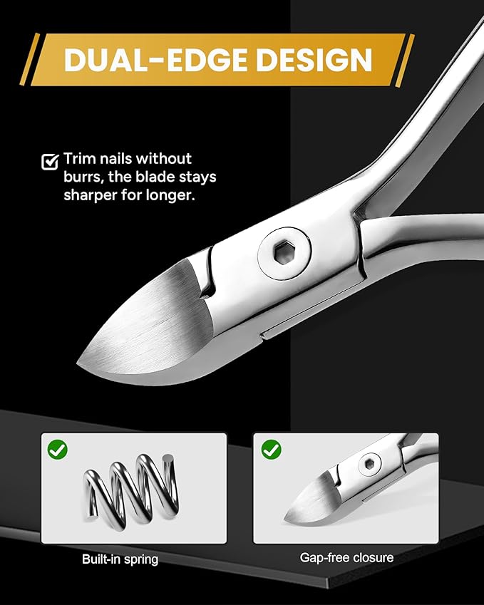 Toenail Clippers, Professional Ingrown Nail Clippers for Men Women& Seniors, Toenail Clippers for Thick Toenails, Premium Quality Stainless Steel Nail Clippers with Super Sharp Curved Blades