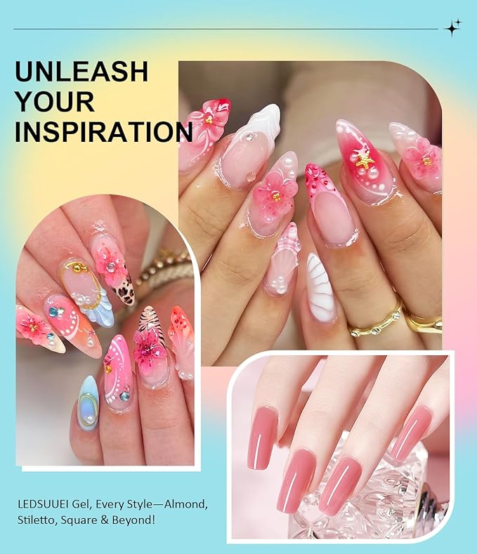 Solid Builder Gel for Nails LEDSUUEI - Pink 3D Nail Gel Sculpting Non-Sticky Hand Carving Glue Extension for Manicure Salon Home Decoration DIY 20g