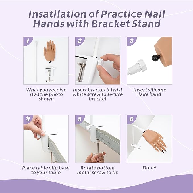 Practice Hand for Acrylic Nails,Realistic Silicone Training Hand with Flexible Fingers for Nail Art Practice,Professional Mannequin Hand Model Kit for Gel Polish & Manicure Beginners