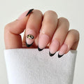 Glamnetic x Fanatics Press On Nails - Missouri Tigers | Short Almond Fake Nails, Collegiate Tigers Black French Tips, College Nails, Salon-Quality | 15 Sizes - 30 Nail Kit with Glue