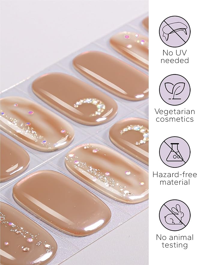 Nail Polish Strips – 32PCS UV Free Salon Quality Wraps, Long Lasting Gel Nail Stickers for Women (Millennial Pink)