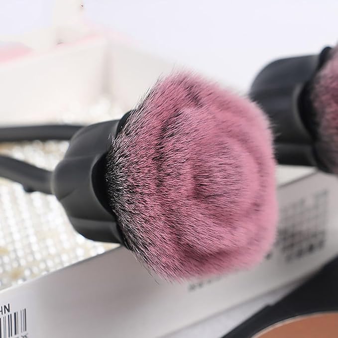 WOKOTO 2pcs Nail Art Dust Brushes For Acrylic Nails Powder Remover Rose Gold And Black Rose Soft Make Up Brushes Dust Cleaner Brush For Nail Trimming Cleaning Tools Foundation Brushes Set