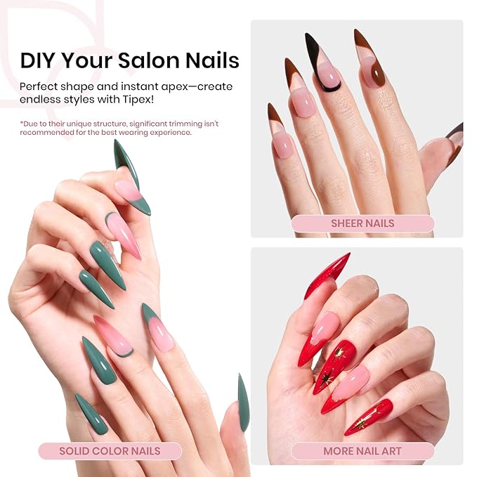 Beetles Tipex Instant Apex Nail Tips, 512Pcs Long Stiletto Pre-Building & Pre-Etched Half Matte Thicker Acrylic Nails Strong Full Cover Extension Press on Nails