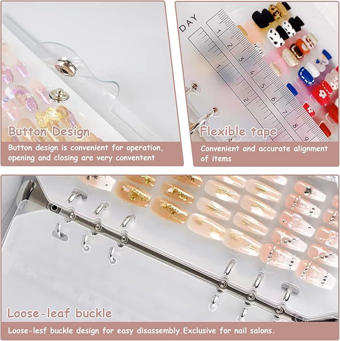 Large Clear Press on Nails Storage Box, Empty Press on Nails Packaging Box Set with Double-sided Adhesive Tape and 50 Arcylic Nail Display Stand Can Be Used to Store and Store Personal Items (large 1)