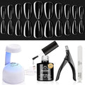 Beetles Gel Nail Kit Clear, Almond Medium, 240pcs 10 Sizes, with 9 in 1 Glue Mini UV&LED Lamp, Fall Nails, Acrylic False Tips Kit Easy Nail Extension Set for Home DIY Salon Gift for Girls