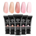 modelones Poly Gel Set 5 Colors Jelly Gel Milky White Sheer Pink Nude Translucent Nail Extension Kit DIY Art for Women